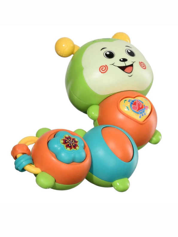 Musical Caterpillar Baby Toy with Lights and Sounds, Interactive Sensory Toddler Toy with Spinning Parts, Whistle & Beanbag Orange NX13406.
