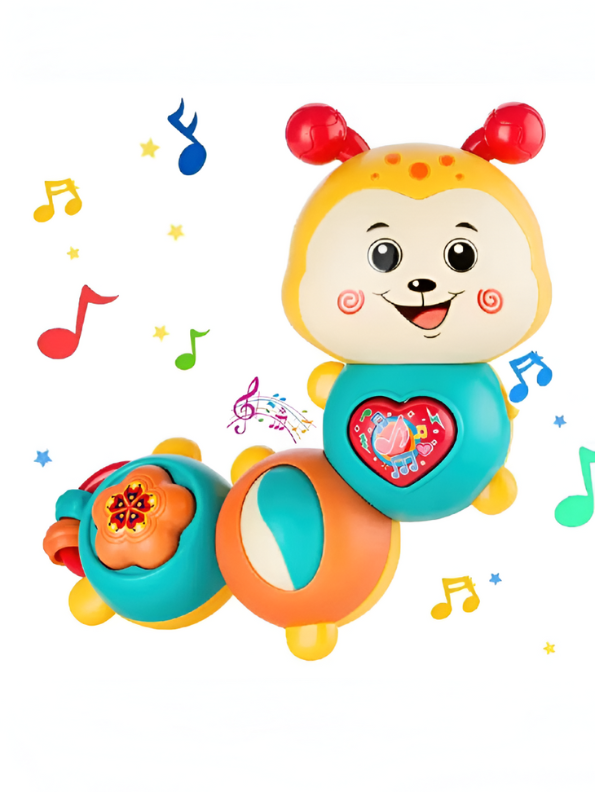 Musical Caterpillar Baby Toy with Lights and Sounds, Interactive Sensory Toddler Toy with Spinning Parts, Whistle & Beanbag Orange NX13406.