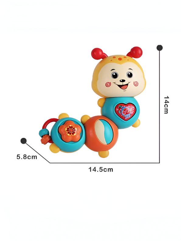 Musical Caterpillar Baby Toy with Lights and Sounds, Interactive Sensory Toddler Toy with Spinning Parts, Whistle & Beanbag Orange NX13406.
