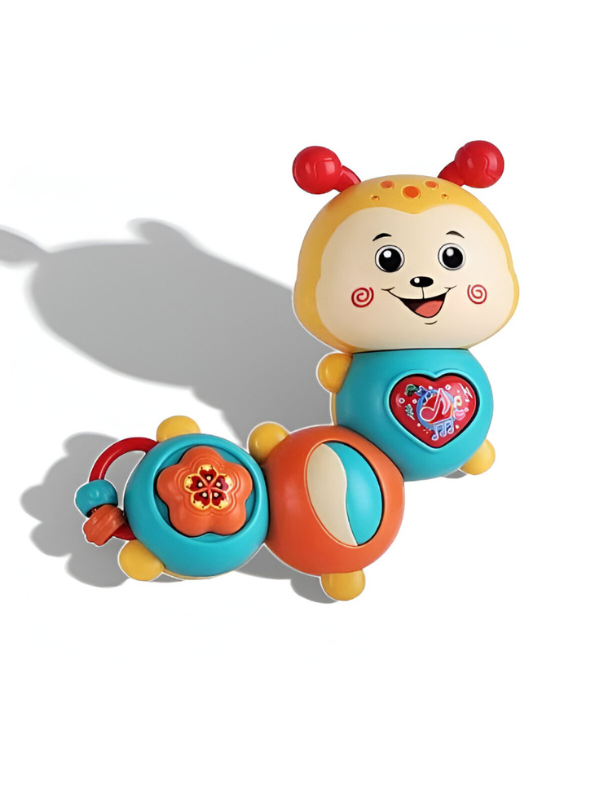 Musical Caterpillar Baby Toy with Lights and Sounds, Interactive Sensory Toddler Toy with Spinning Parts, Whistle & Beanbag Orange NX13406.