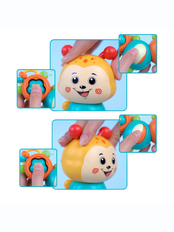 Musical Caterpillar Baby Toy with Lights and Sounds, Interactive Sensory Toddler Toy with Spinning Parts, Whistle & Beanbag Green NX13406.