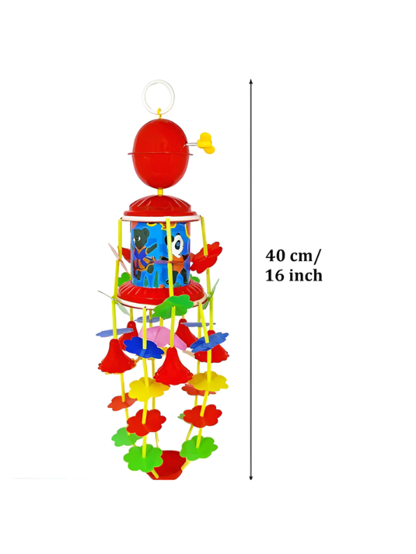 Musical Hanging Merry-Go-Round Mobile Toy | 40cm Spinning Wind Chime Toy with Animal Prints & Colorful Flower Gourd Bells for Nursery TV5294