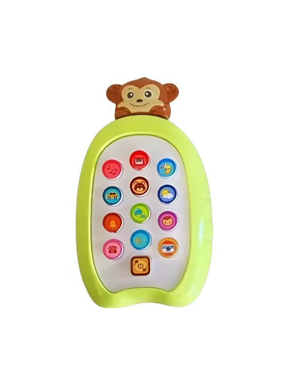 Musical Monkey Baby Phone Toy with Lights & Sounds – Educational Learning Toy for Infants & Toddlers | Interactive Pretend Play Phone for Babies Green NX15694.