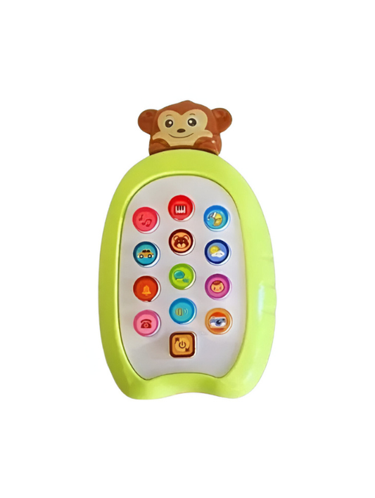 Musical Monkey Baby Phone Toy with Lights & Sounds – Educational Learning Toy for Infants & Toddlers | Interactive Pretend Play Phone for Babies Green NX15694.