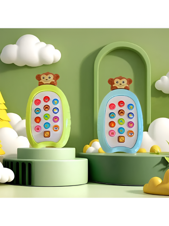 Musical Monkey Baby Phone Toy with Lights & Sounds – Educational Learning Toy for Infants & Toddlers | Interactive Pretend Play Phone for Babies Green NX15694.