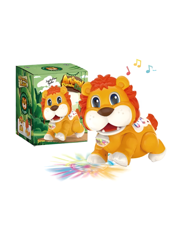 Musical Walking Lion Toy – LED Lights, Tail Wagging & Crawling Fun TV5158.