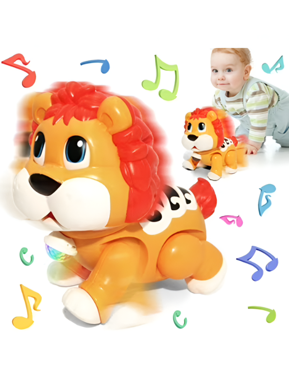 Musical Walking Lion Toy – LED Lights, Tail Wagging & Crawling Fun TV5158.