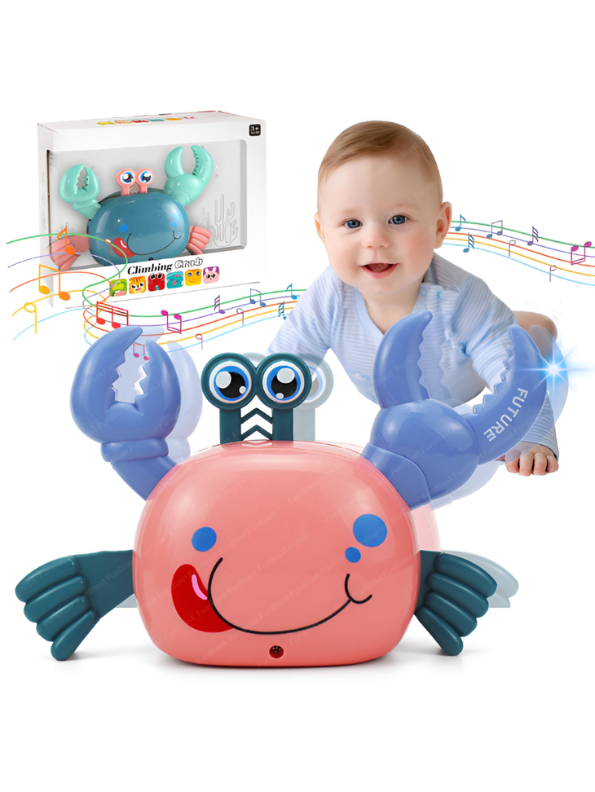 Musical Walking Crab Baby Toy – Interactive Tummy Time Crawling Toy with LED Lights & Music Turquoise  LMI11174.