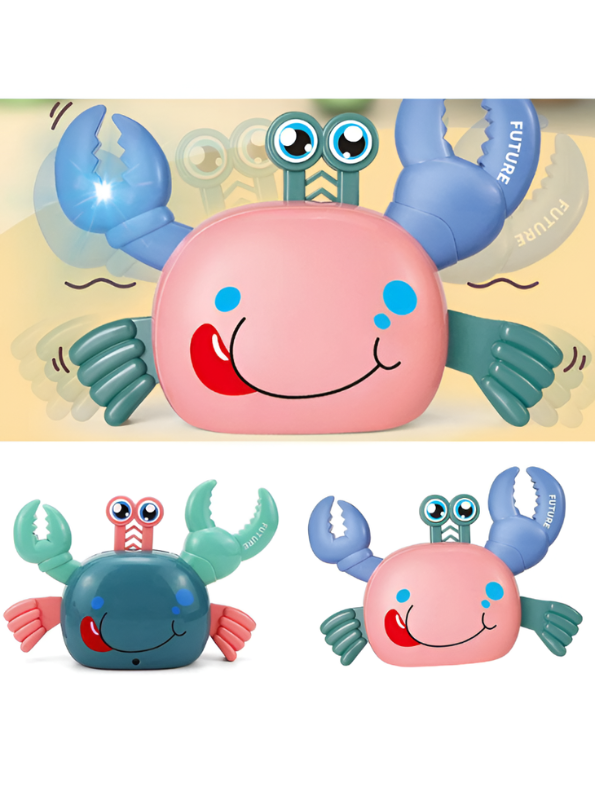 Musical Walking Crab Baby Toy – Interactive Tummy Time Crawling Toy with LED Lights & Music Turquoise  LMI11174.