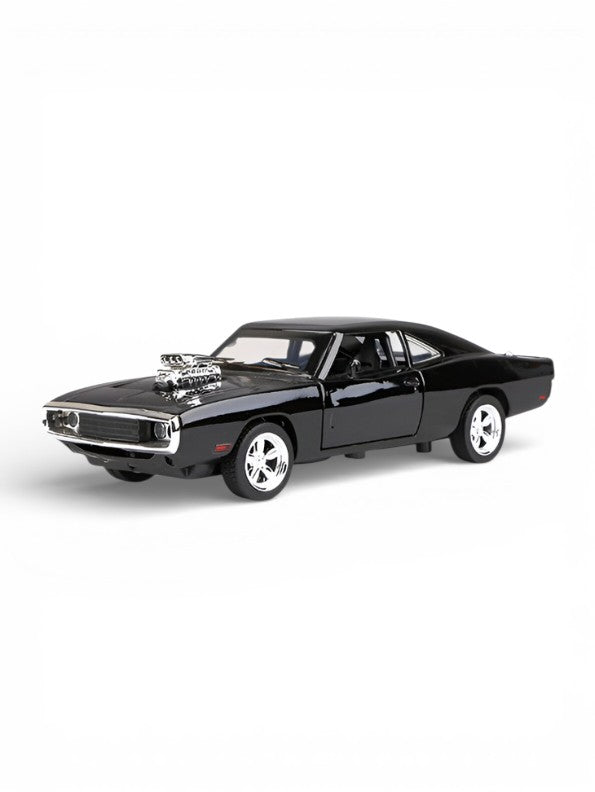 Mustang Dodge Charger Fast & Furious Diecast Car 1:32 Scale - Black Model with Acrylic Display Case.