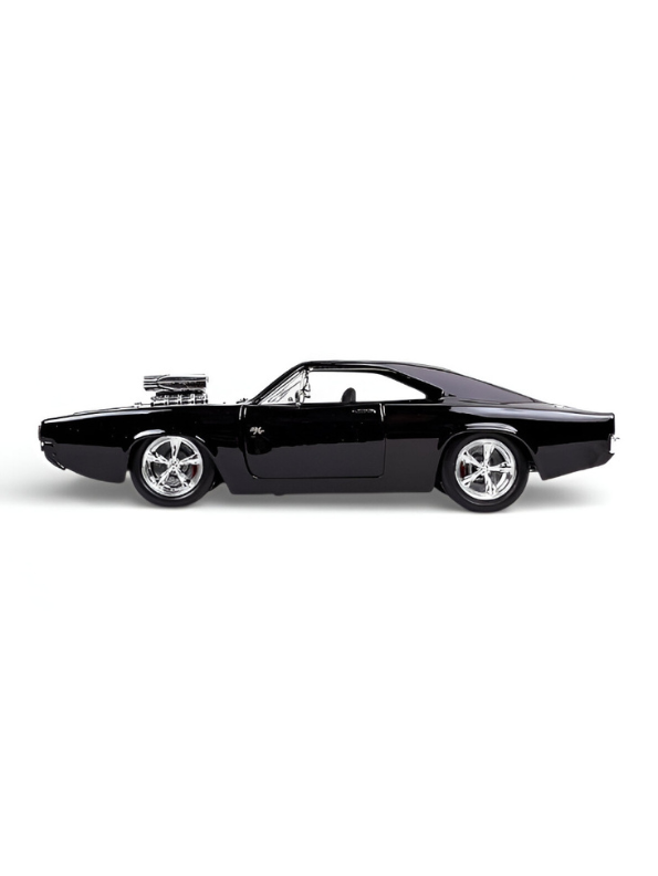 Mustang Dodge Charger Fast & Furious Diecast Car 1:32 Scale - Black Model with Acrylic Display Case.