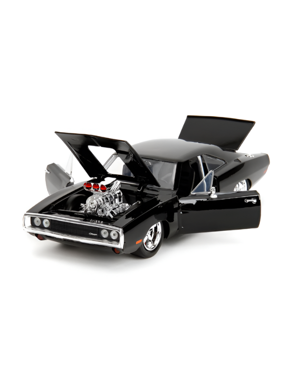 Mustang Dodge Charger Fast & Furious Diecast Car 1:32 Scale - Black Model with Acrylic Display Case.