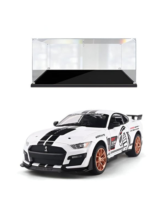 Mustang Shelby Cobra GT 500 Metal Model Diecast Car Scale 1:32 - White - Acrylic Transparent Box.