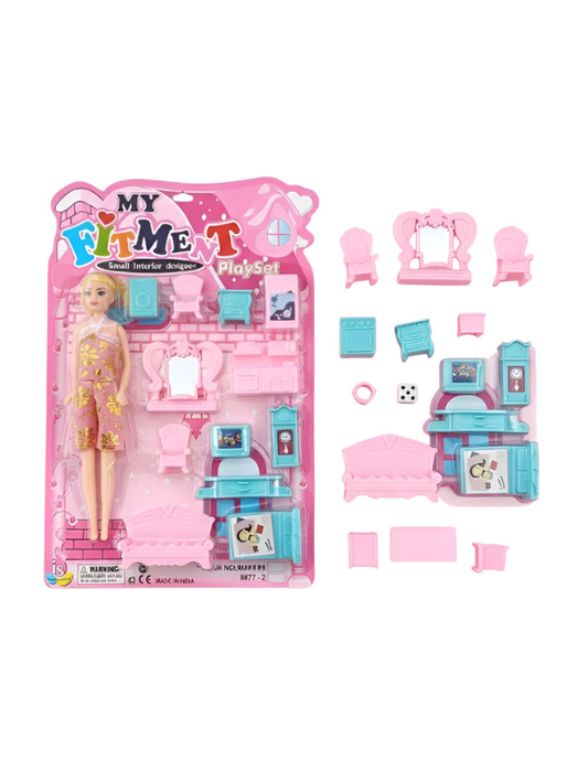 My Fitment Doll Playset – Mini Interior Designer Furniture Set with Fashion Doll Pink LMI8603.