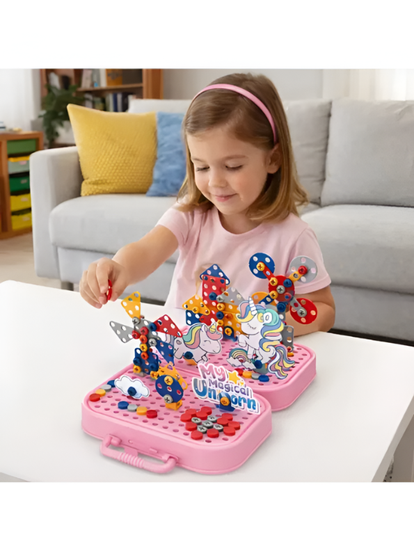 My Magical Unicorn DIY Electric Drill Puzzle Box - Creative STEM Building Toy for Kids TV7367