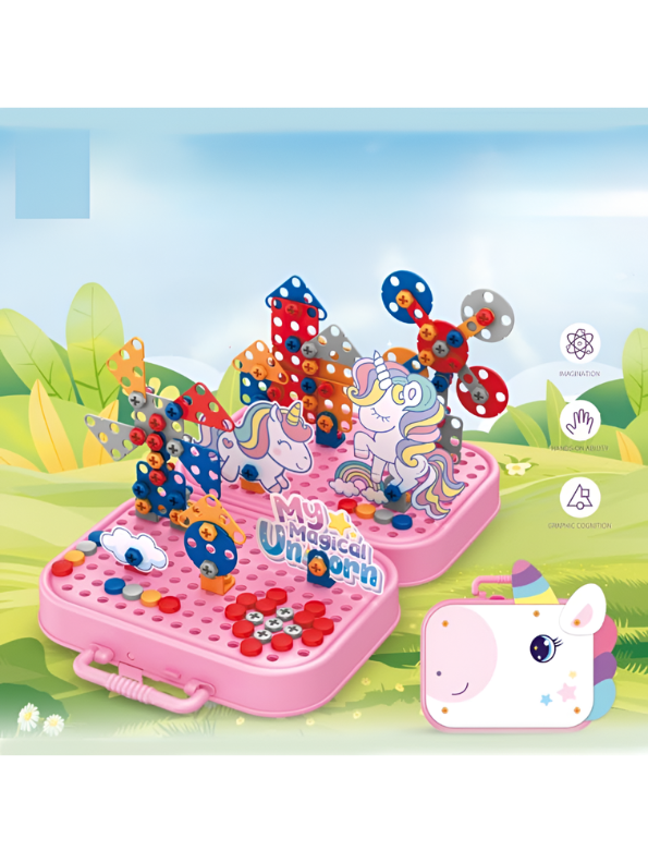 My Magical Unicorn DIY Electric Drill Puzzle Box - Creative STEM Building Toy for Kids TV7367