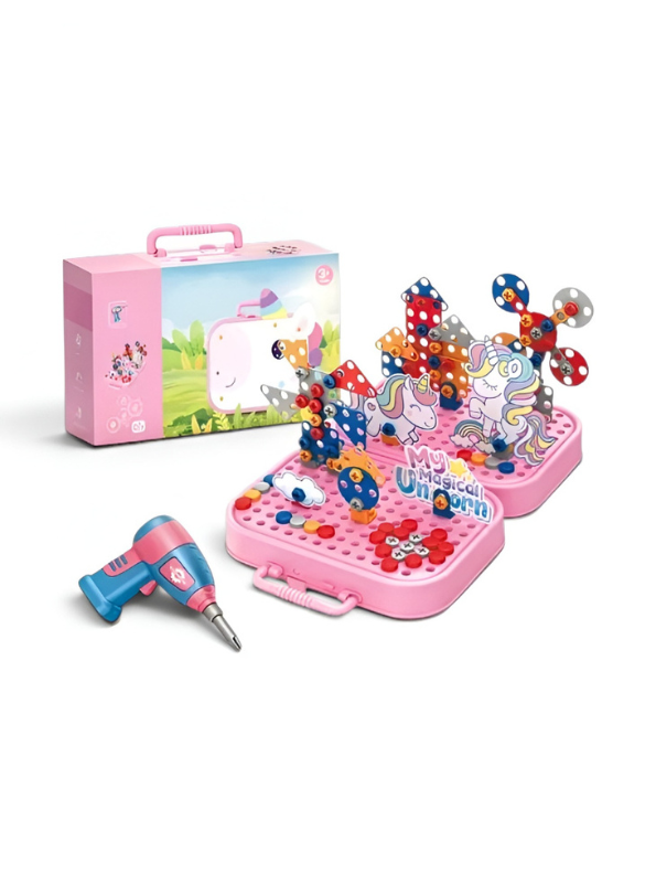 My Magical Unicorn DIY Electric Drill Puzzle Box - Creative STEM Building Toy for Kids TV7367