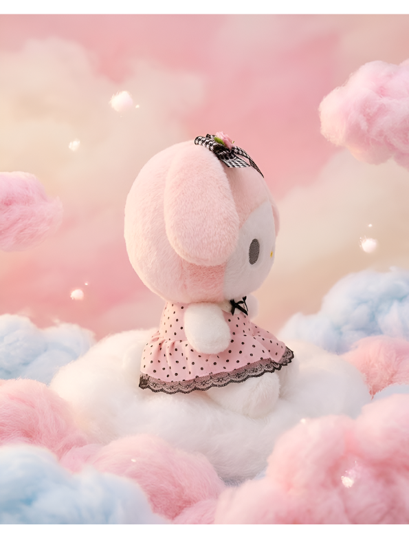 My Melody Plush Toy 10 Inch – Cute Kawaii Bunny Plush in Pink Polka Dot Dress ST15737.