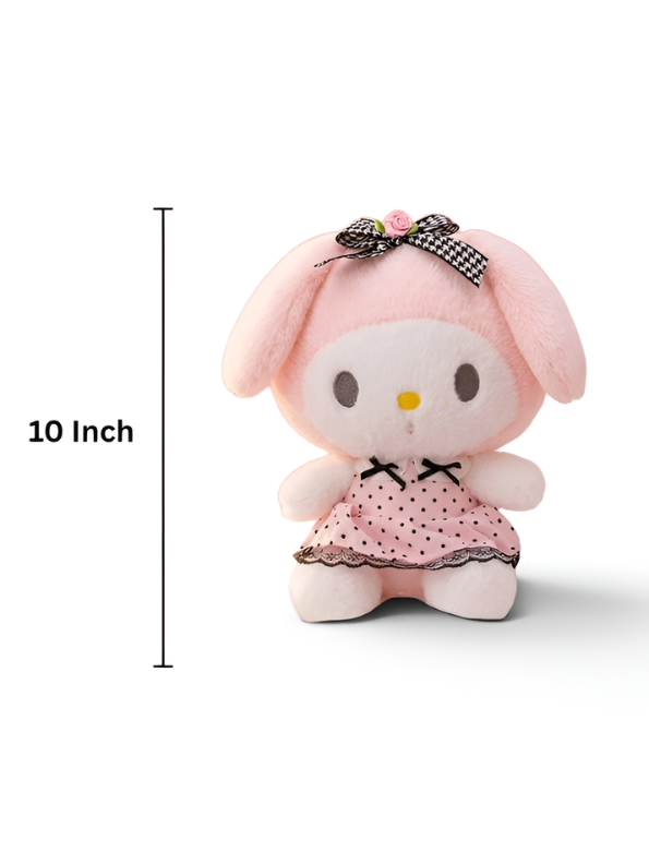 My Melody Plush Toy 10 Inch – Cute Kawaii Bunny Plush in Pink Polka Dot Dress ST15737.
