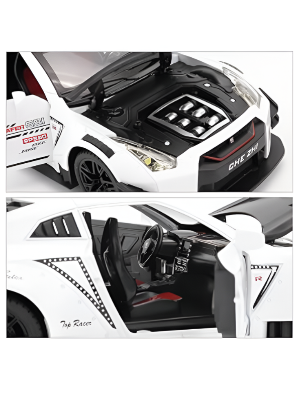 Nissan GT-R R35 Diecast Model Car 1:24 Scale with Smoke Effect White LMI16818.