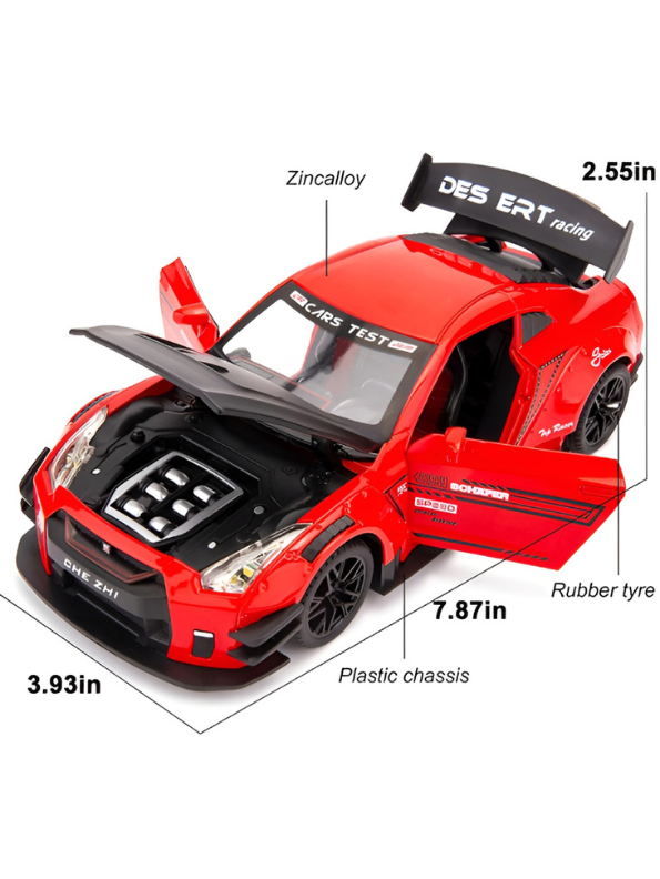 Nissan GT-R R35 Diecast Model Car 1:24 Scale with Smoke Effect Black LMI16818.