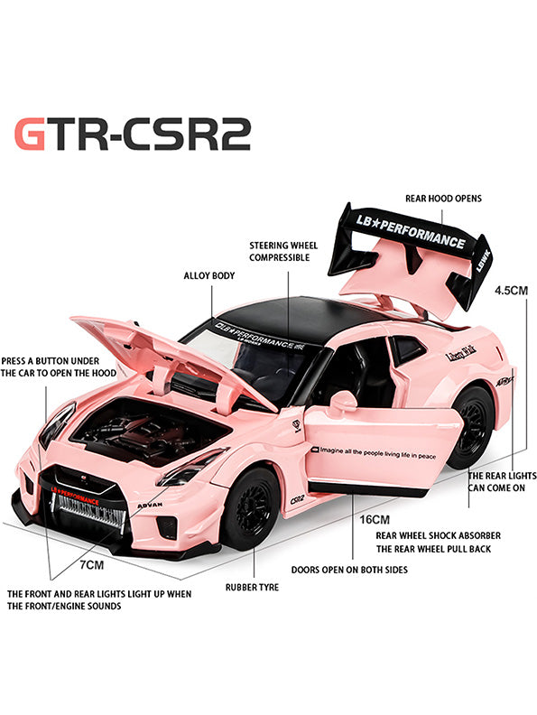 Nissan GTR CSR2 Model 1:24 Scale Diecast Car - Pink Metal Collectible | TV-O-24