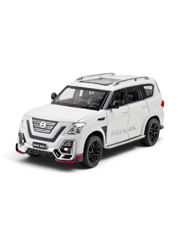 Nissan Patrol Diecast Alloy SUV Model - White 1:24 Scale Pull-Back Toy Car with Lights & Sound TV6228