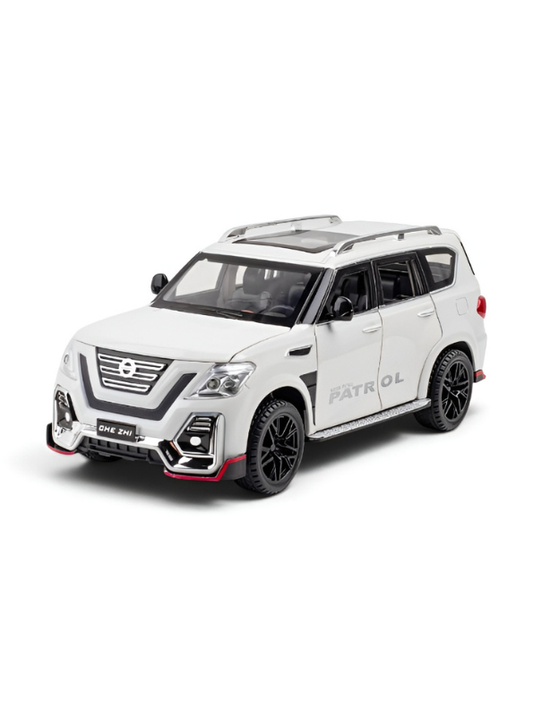 Nissan Patrol Diecast Alloy SUV Model - White 1:24 Scale Pull-Back Toy Car with Lights & Sound TV6228