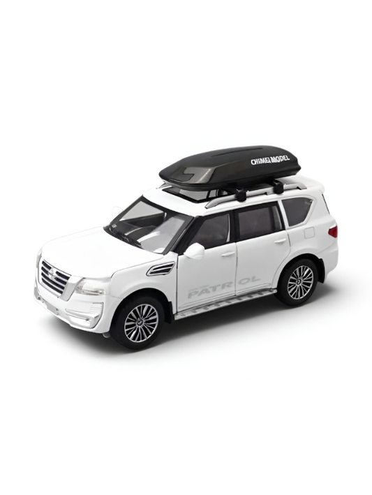 Nissan Patrol Diecast Model Car 1:32 Scale White Alloy Metal Toy Car with Opening Doors for Collectors TV5652