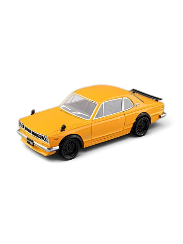 Nissan Skyline GT-R 2000 Hakosuka Diecast Model Car 1:22 Scale – Matte Yellow Alloy Vintage Classic Muscle Car MD601