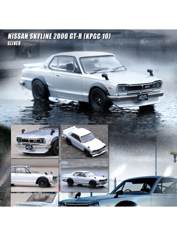 Nissan Skyline GT-R 2000 Hakosuka Diecast Model Car 1:22 Scale – Matte Silver Alloy Vintage Classic Muscle Car MD601