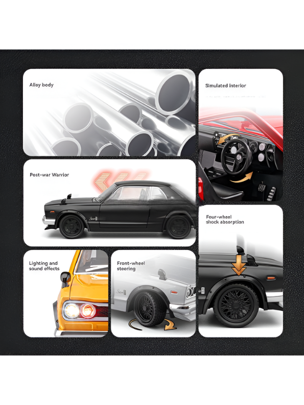 Nissan Skyline GT-R 2000 Hakosuka Diecast Model Car 1:22 Scale – Matte  Alloy Vintage Classic Muscle Car MD601