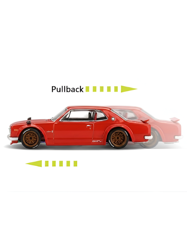 Nissan Skyline GT-R 2000 Hakosuka Diecast Model Car 1:22 Scale – Matte Red Alloy Vintage Classic Muscle Car MD601
