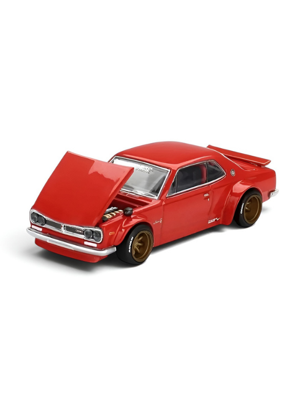 Nissan Skyline GT-R 2000 Hakosuka Diecast Model Car 1:22 Scale – Matte Red Alloy Vintage Classic Muscle Car MD601