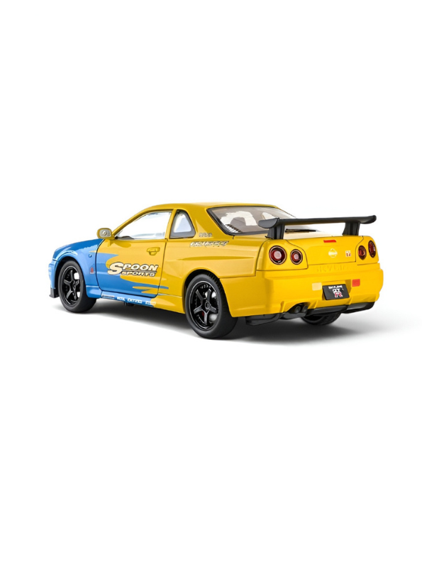Nissan Skyline GT-R R34 Diecast Model Car 1:24 Scale Collectible Sports Car Blue TV6300.