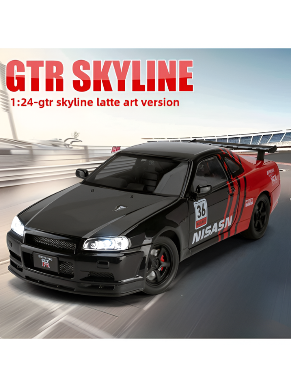 Nissan Skyline GT-R R34 Diecast Model Car 1:24 Scale Collectible Sports Car TV6300.