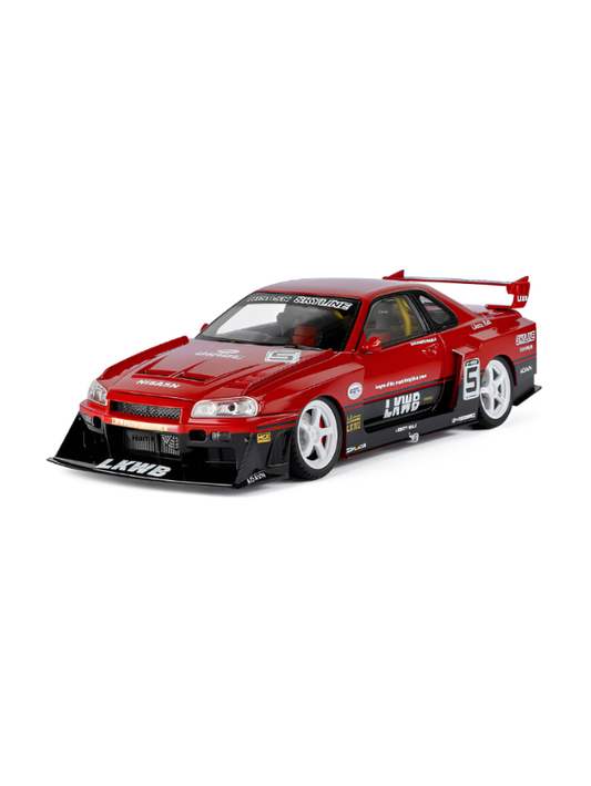 Nissan Skyline GT-R R34 LBWK Diecast Model 1:24 Scale Car Collectible Red TV7185.