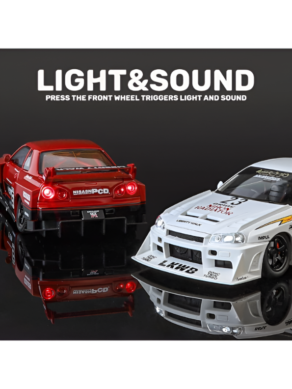 Nissan Skyline GT-R R34 LBWK Diecast Model 1:24 Scale Car Collectible Red TV7185.