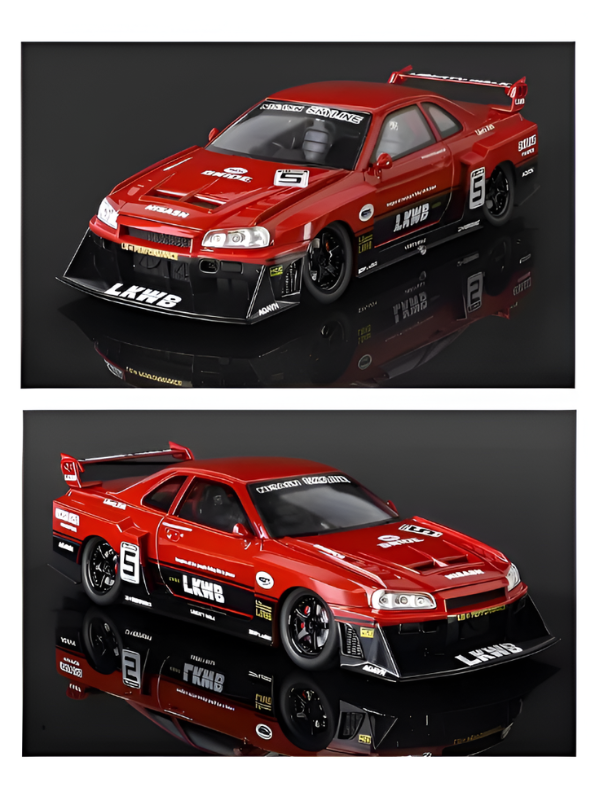 Nissan Skyline GT-R R34 LBWK Diecast Model 1:24 Scale Car Collectible Red TV7185.