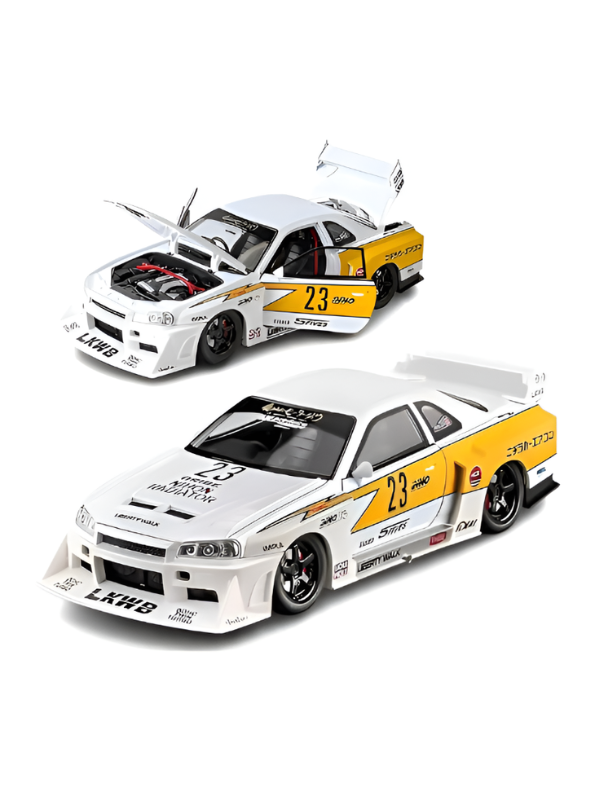 Nissan Skyline GT-R R34 LBWK Diecast Model 1:24 Scale Car Collectible TV7185.