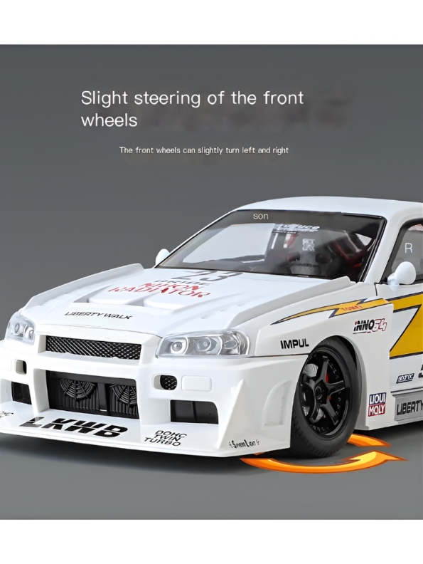 Nissan Skyline GT-R R34 LBWK Diecast Model 1:24 Scale Car Collectible TV7185.