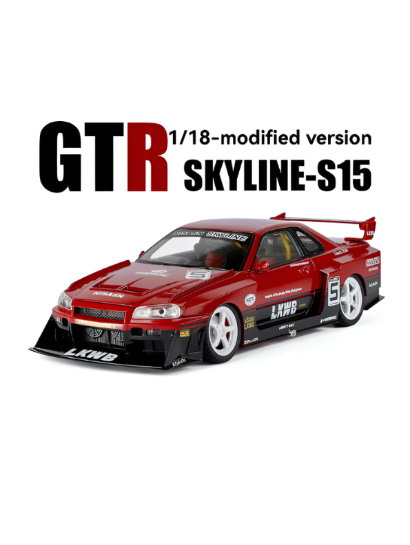 Nissan Skyline GT-R R34 LBWK Diecast Model Car 1:18 Scale Collectible Red TV6301.
