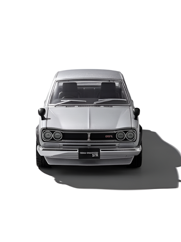 Nissan Skyline GT-R 2000 Hakosuka Diecast Model Car 1:22 Scale – Matte Silver Alloy Vintage Classic Muscle Car MD601