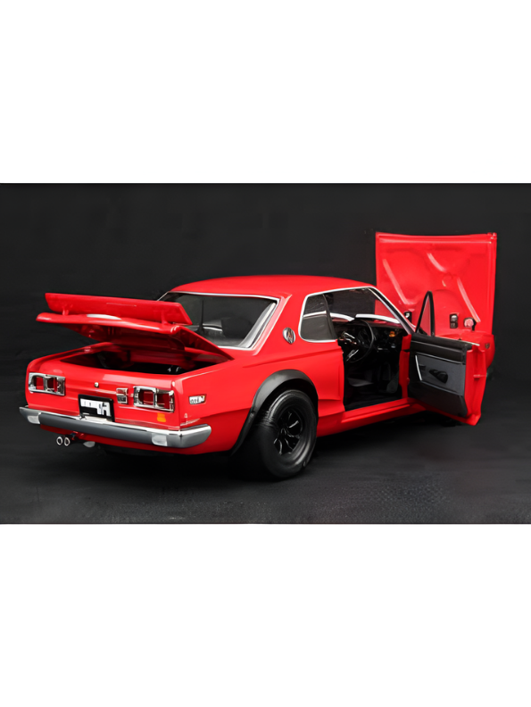 Nissan Skyline GT-R 2000 Hakosuka Diecast Model Car 1:22 Scale – Matte Red Alloy Vintage Classic Muscle Car MD601