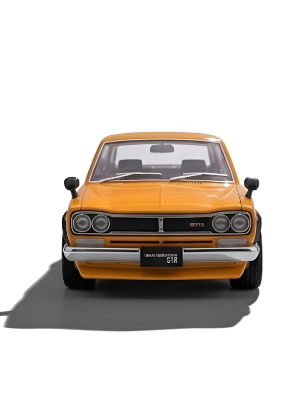 Nissan Skyline GT-R 2000 Hakosuka Diecast Model Car 1:22 Scale – Matte Yellow Alloy Vintage Classic Muscle Car MD601