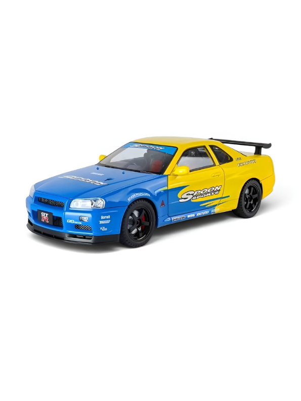 Nissan Skyline GT-R R34 Diecast Model Car 1:24 Scale Collectible Sports Car TV6300.