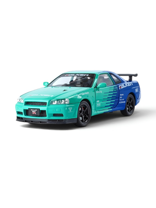 Nissan Skyline GT-R R34 Diecast Model Car 1:24 Scale Collectible Sports Car TV6300.