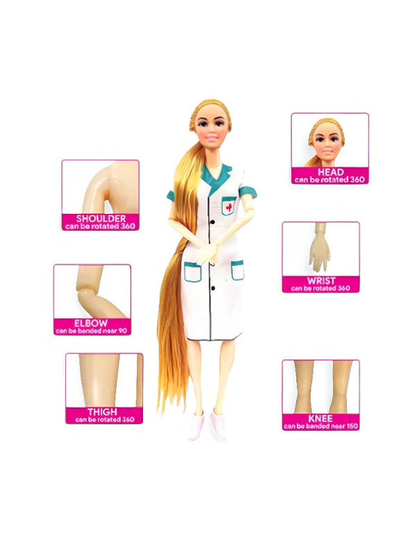 MediPlay – Nurse Doll Playset with Hospital Accessories | Barbie Inspired Doctor Role Play Toy for Girls | Caring Hospital Medical Kit Gift LMI11752.