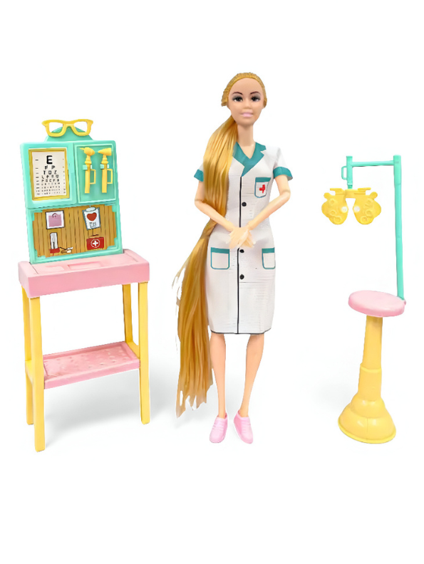 MediPlay – Nurse Doll Playset with Hospital Accessories | Barbie Inspired Doctor Role Play Toy for Girls | Caring Hospital Medical Kit Gift LMI11752.