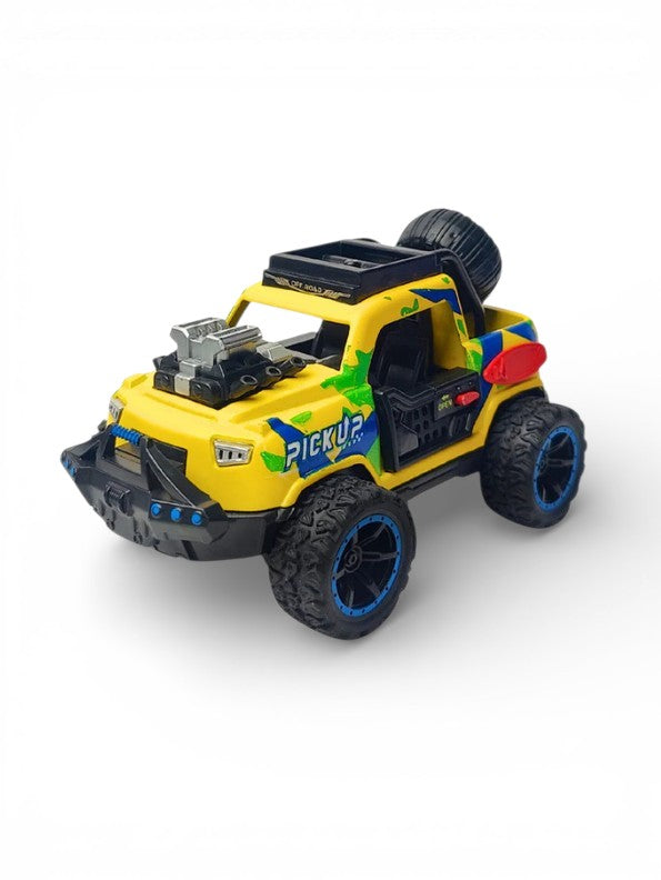 Off-Road Monster Pickup Toy Truck – Camo Design, Pull-Back Action, Spare Tire & Bull Bar Yellow LMI16430.